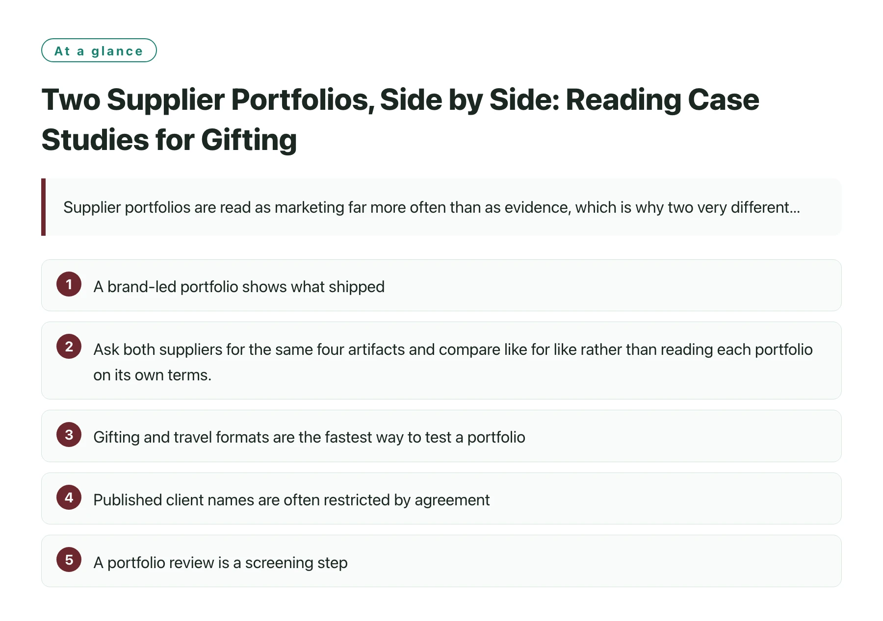 Two Supplier Portfolios, Side by Side: Reading Case Studies for Gifting——全文要点速览